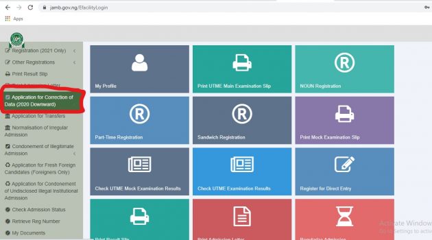 JAMB Change Of Institution & Data Correction 2026/2027